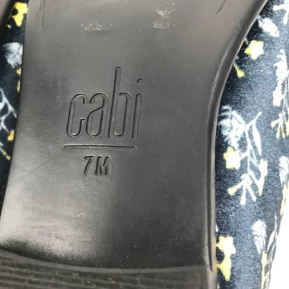 Cabi Carnaby Blue Velvet Floral Slip On Penny Loafer